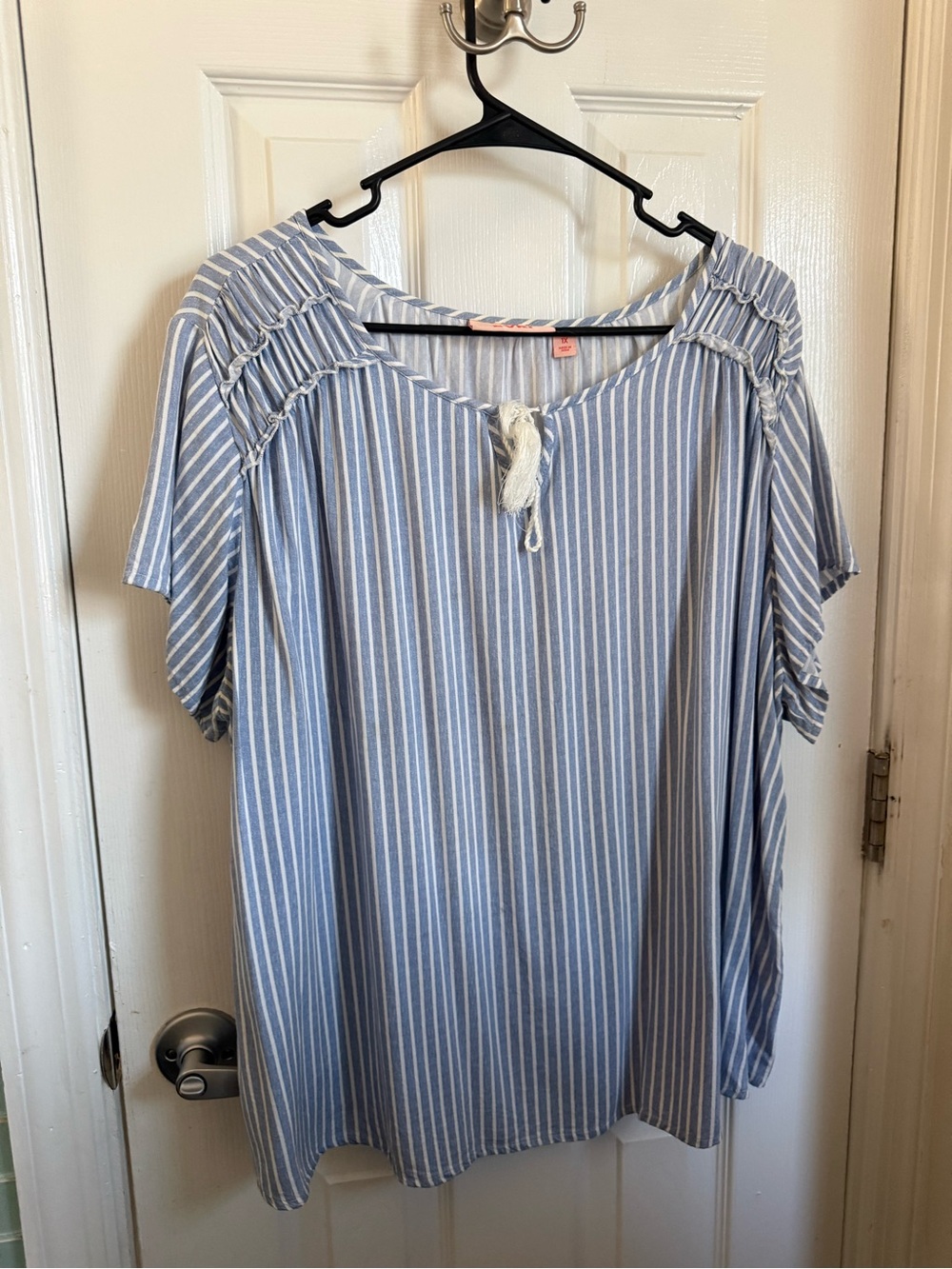 Blue and White Striped Women's Peasant Top Evri 1x beach vibes boho beach style